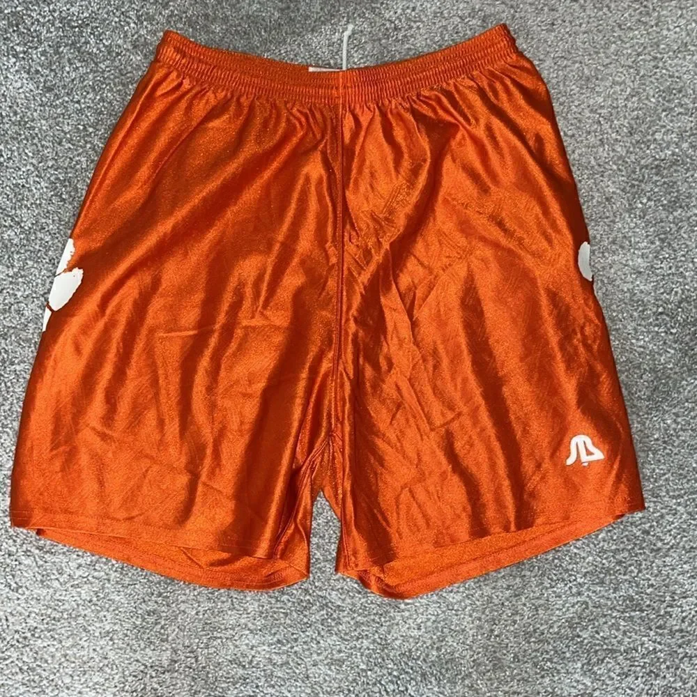 Vintage Clemson Tigers BIG Paw retro nylon practice mens 33 basketball shorts XL